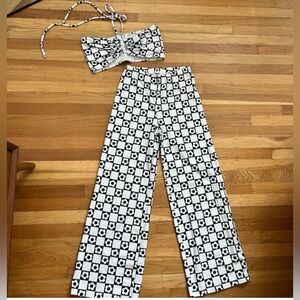 Princess Polly Black and White Wide Leg Jumpsuit